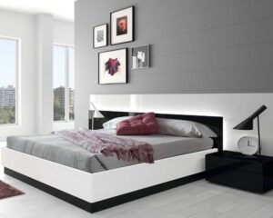 Giường ngủ giá rẻ mdf sơn trắng đen