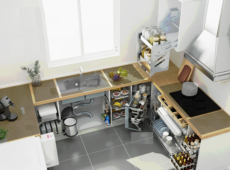 Tủ bếp thông minh là sử dụng những món đồ phụ kiện thông minh nhằm tối ưu diện tích không gian phòng bếp.