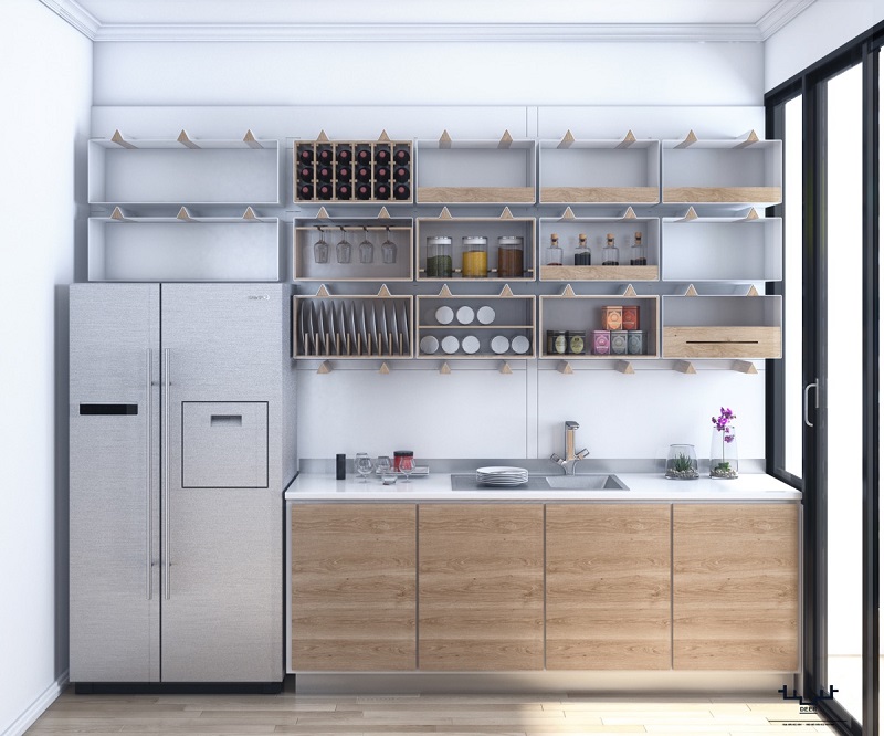 Thiết kế tủ bếp thông minh đảm bảo bố cục nội thất