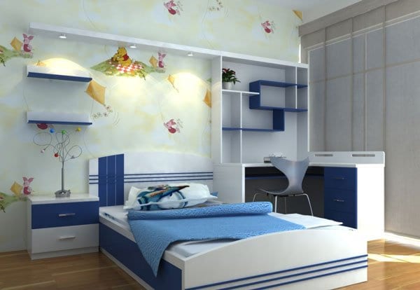 Trang trí phòng ngủ cho bé trai với tông màu xanh dương