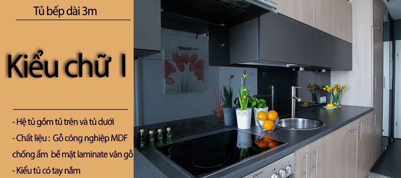 Tủ bếp dài 3m