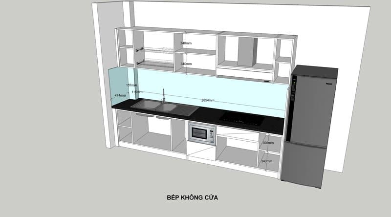 Cách bố trí mẫu tủ bếp chung cư đẹp chữ i 50m2 đơn giản