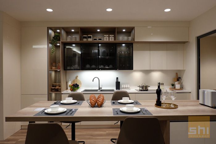 Tủ bếp acrylic chữ i đơn giản - hình 01