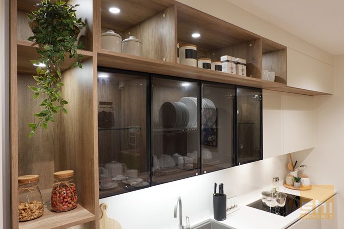 Tủ bếp acrylic chữ i đơn giản - hình 02