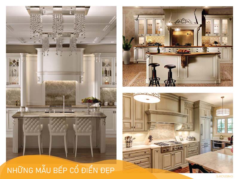 Những mẫu tủ bếp cổ điển đẹp cho căn hộ, nhà phố, biệt thự
