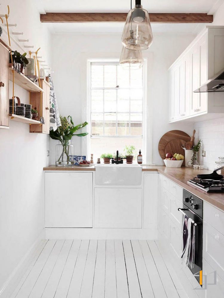 tủ bếp đẹp acrylic trắng sang trọng hiện đại
