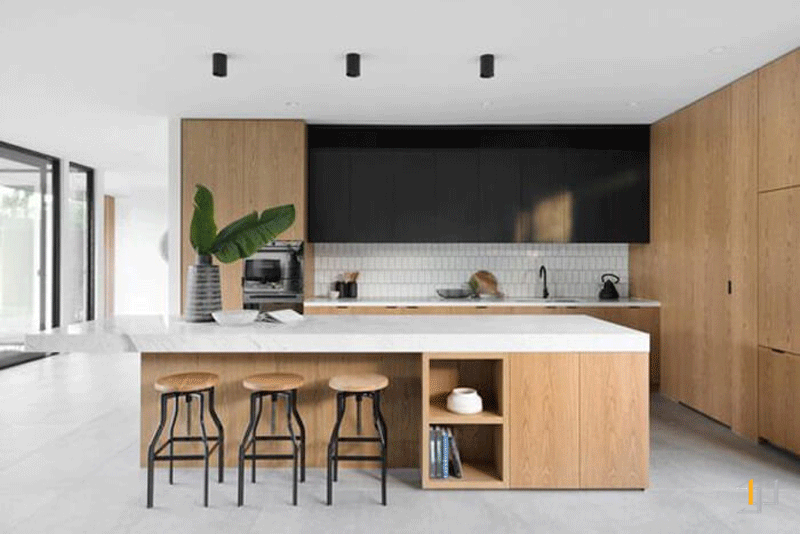 Tủ bếp gỗ Melamine An Cường do S-housing thiết kế