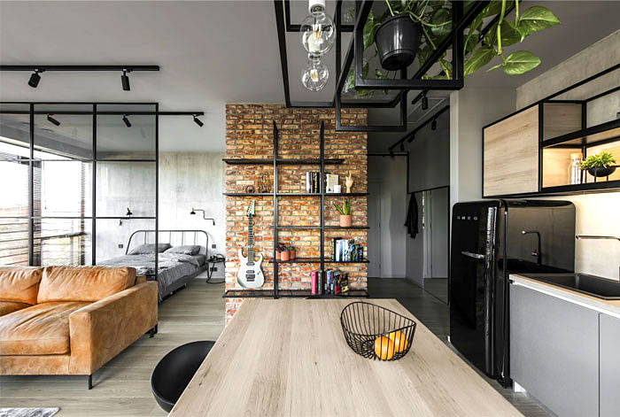 Nội thất Industry trong thiết kế căn hộ chung cư 50m2