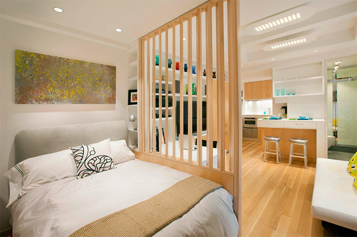 Nội thất không gian mở trong thiết kế căn hộ chung cư 50m2 2 phòng ngủ