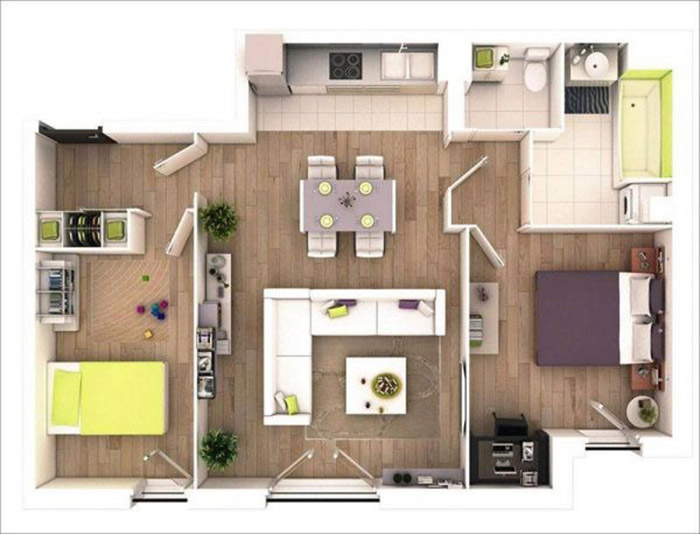 Thiết kế nội thất chung cư 56m2 đẹp và những bí quyết hay trong thiết kế