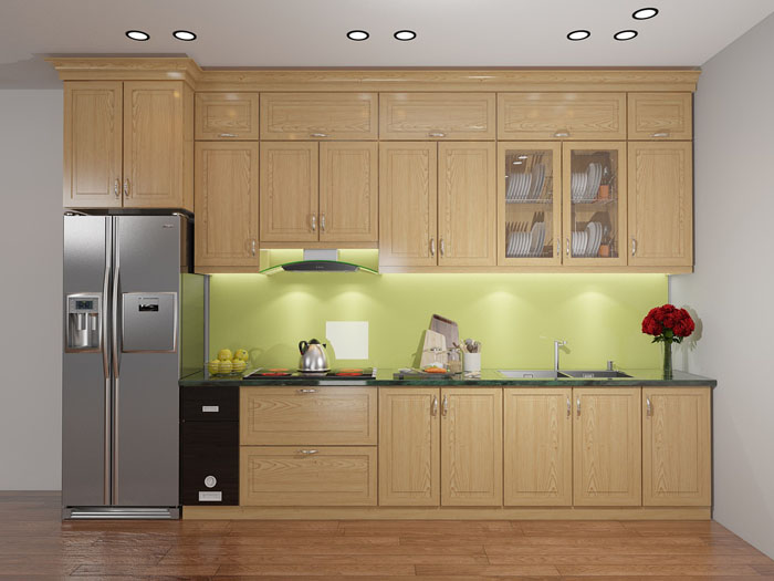 mẫu tủ bếp gỗ tự nhiên đẹp - mẫu 02