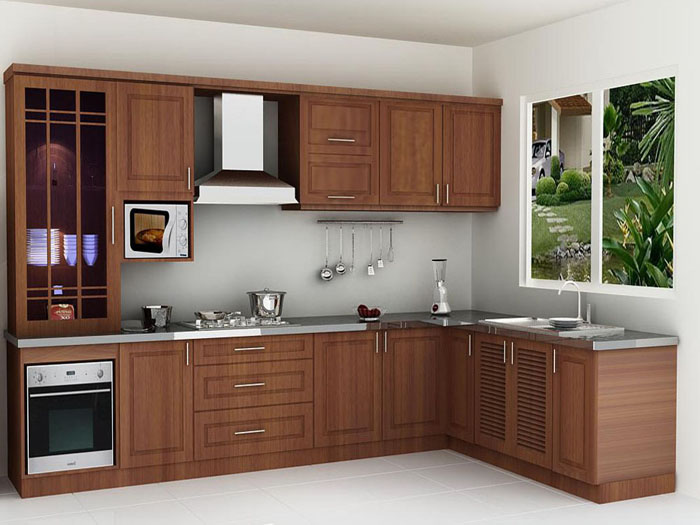 mẫu tủ bếp gỗ tự nhiên đẹp - mẫu 06