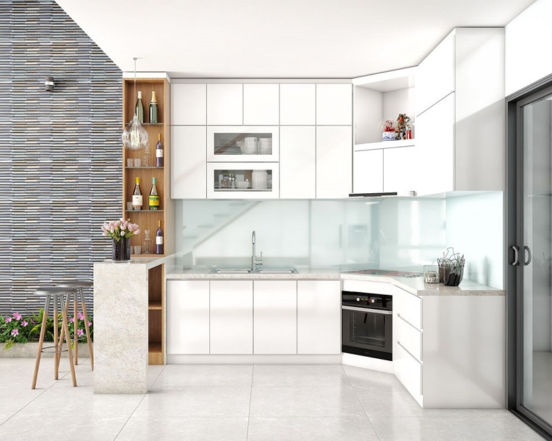 Đối với những căn bếp giới hạn về diện tích, các nhà thiết kế thường khuyên bạn tận dung cả những góc nhà, góc cột để đặt tủ bếp