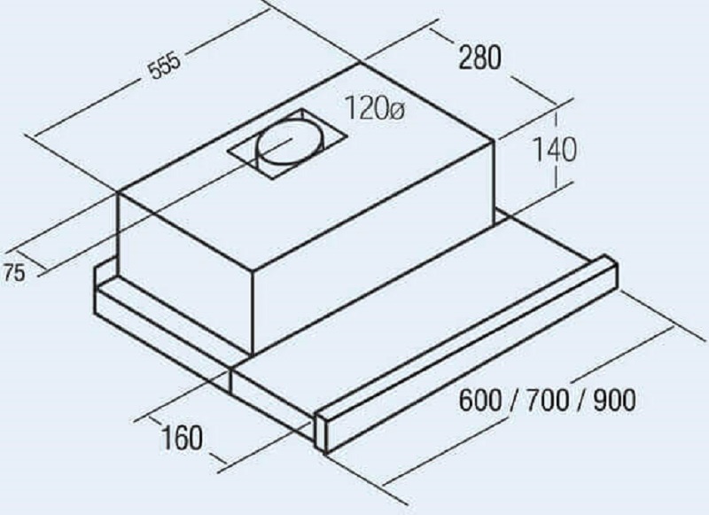 Kích thước máy hút mùi bếp âm tủ