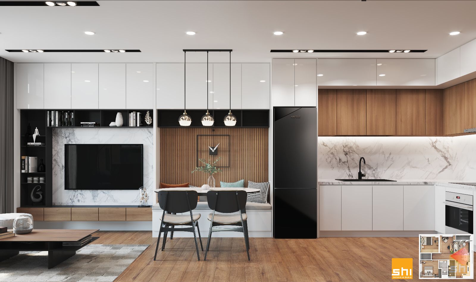 Thiết kế nội thất căn hộ chung cư cao cấp – khu vực sinh hoạt chung