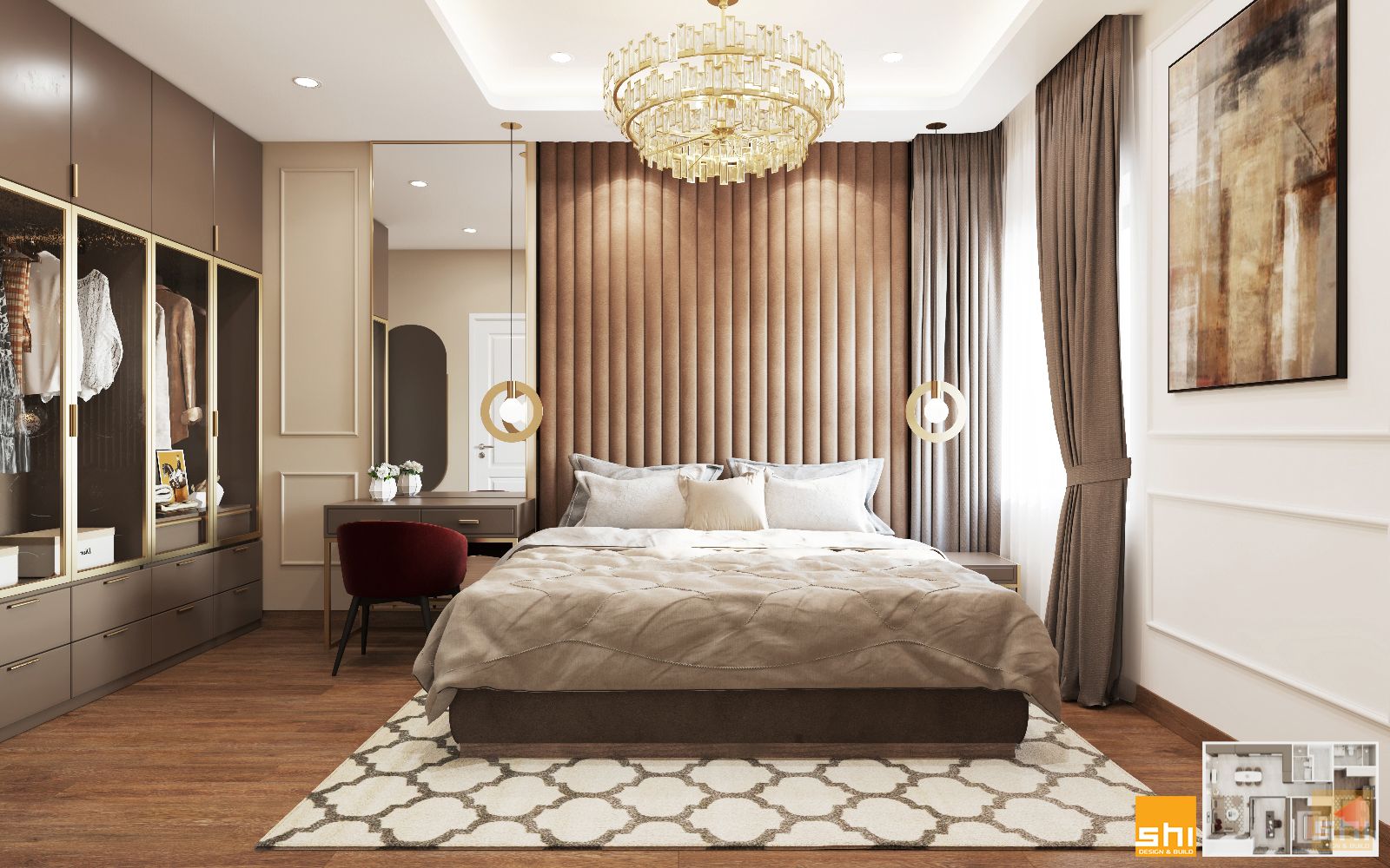 Thiết kế nội thất căn hộ 3 phòng ngủ phong cách cổ điển