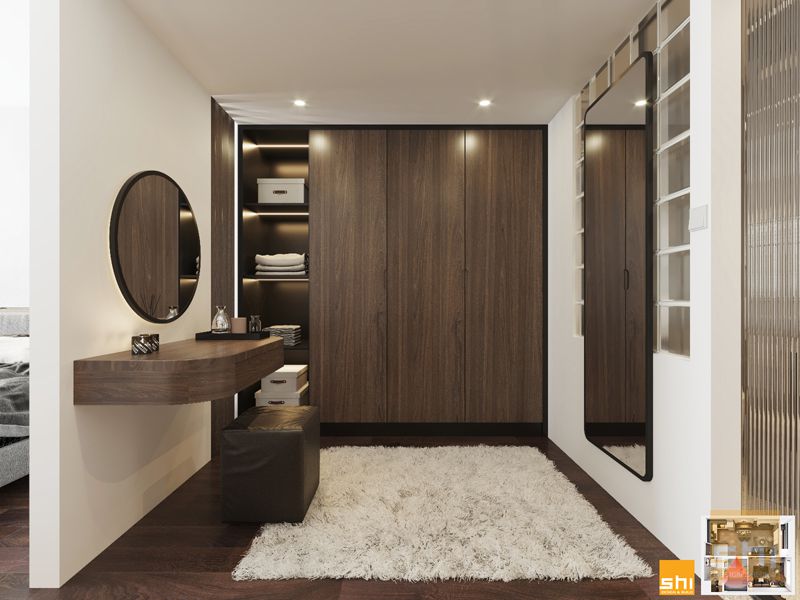 Thiết kế nội thất chung cư với gỗ nâu trầm
