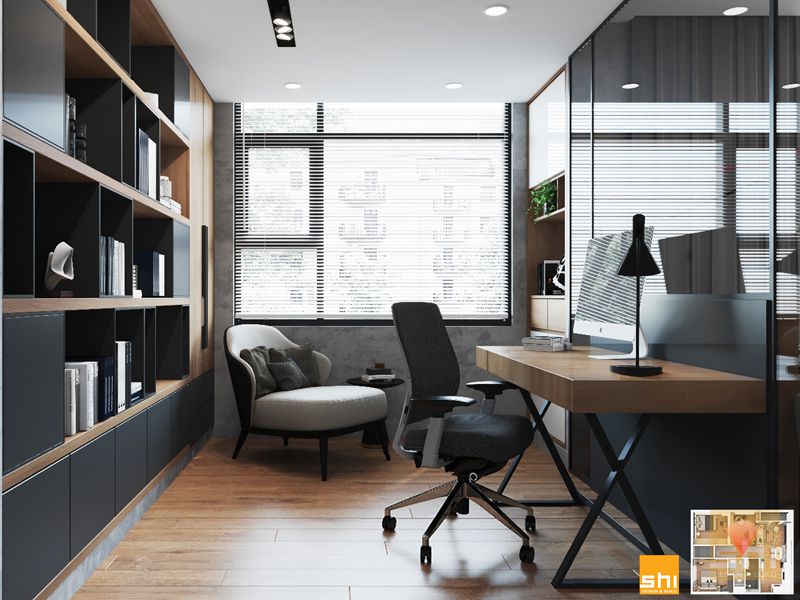 Tủ sách trong thiết kế nội thất chung cư
