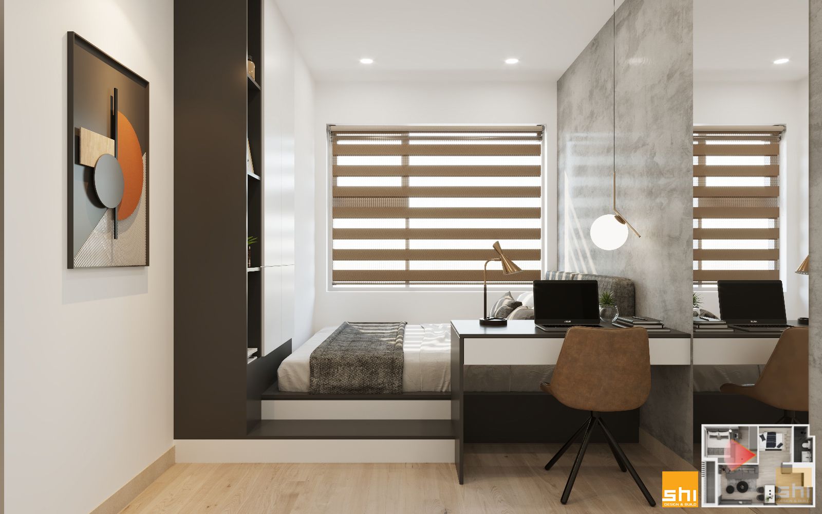 Thiết kế nội thất căn hộ chung cư 95m2 với phòng ngủ master