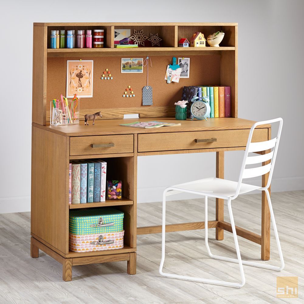 Bộ bàn học gỗ tự nhiên tích hợp tủ sách