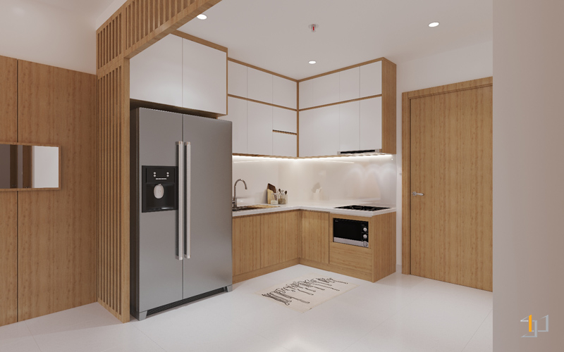 Thiết kế tủ bếp đẹp hình chữ L tiện lợi