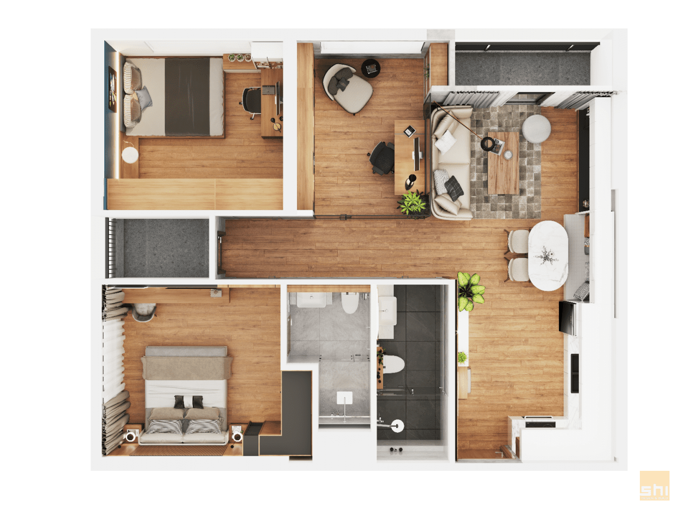 Mẫu thiết kế nội thất căn hộ chung cư cao cấp