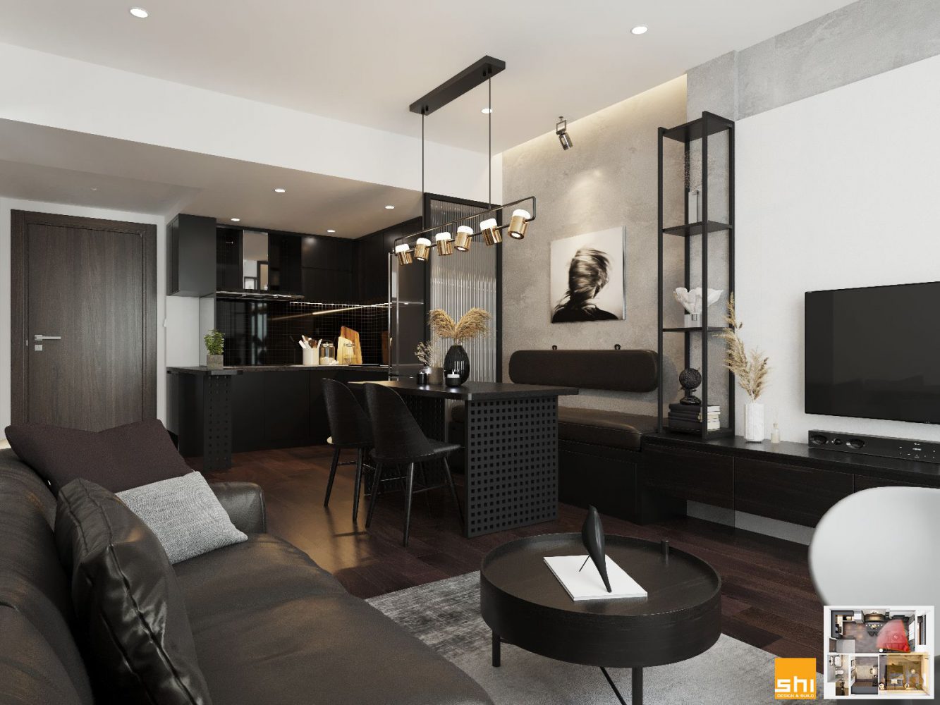 Thiết Kế Nội Thất Căn Hộ Chung Cư 30m2 - 02 Khu vực sinh hoạt chung trong thiết kế nội thất căn hộ chung cư 30m2