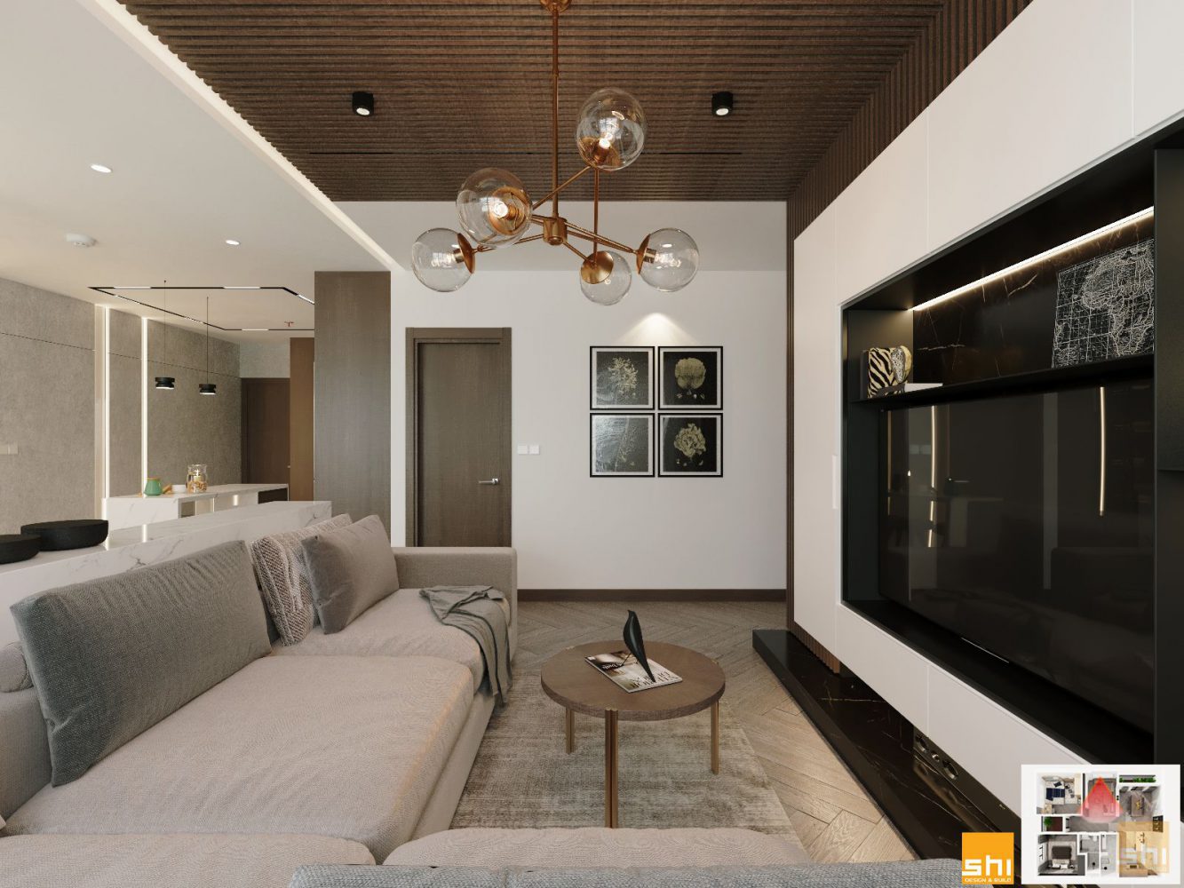 Thiết kế nội thất phòng khách căn hộ chung cư 30m2