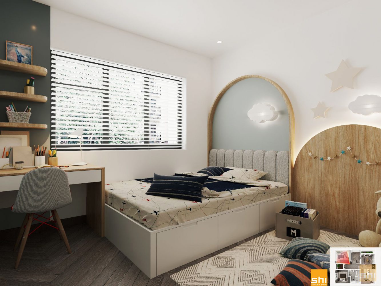 Phòng ngủ cho bé trong thiết kế nội thất căn hộ chung cư 100m2