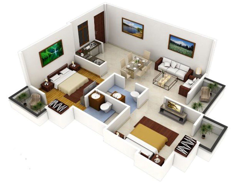 Thiết Kế Nội Thất Căn Hộ Chung Cư 70m2 - 02 Mặt bằng Nội Thất Căn Hộ Chung Cư 70m2