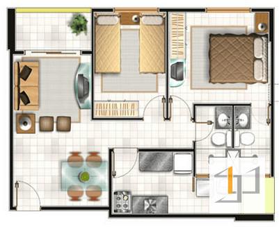 thiết kế nội thất chung cư 55m2 - 03 Mẫu thiết kế nội thất chung cư 55m2 3