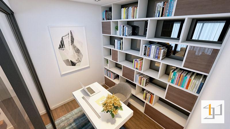 Thiết Kế Nội Thất Chung Cư 120m2 - 08 Phòng đọc sách trong thiết kế nội thất căn hộ chung cư 120m2