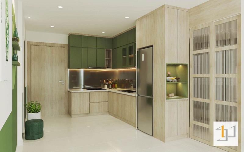 Tủ bếp nhỏ gọn trong thiết kế nội thất chung cư