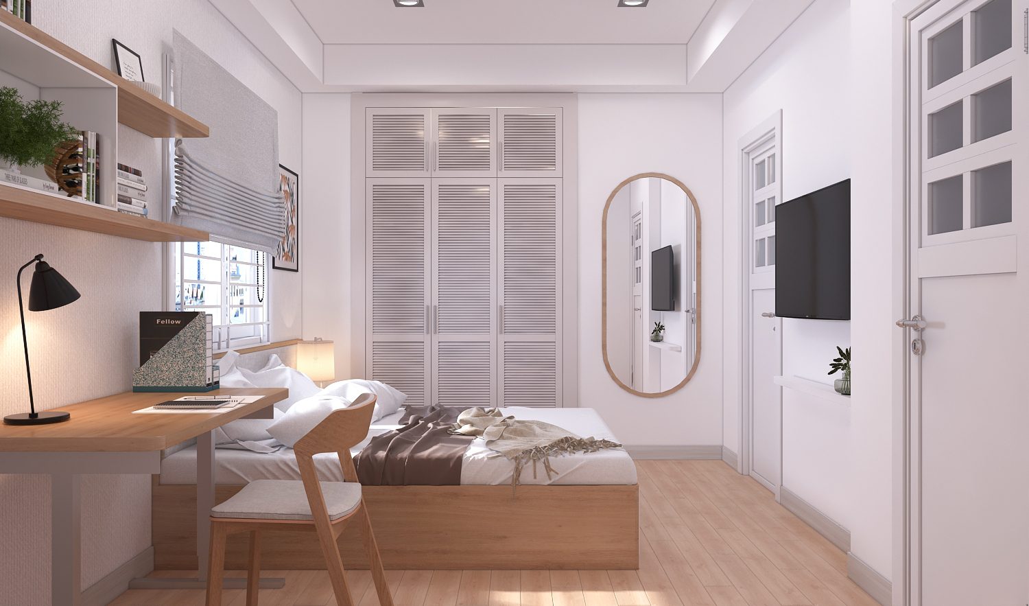 Phòng ngủ với thiết kế nội thất căn hộ hiện đại
