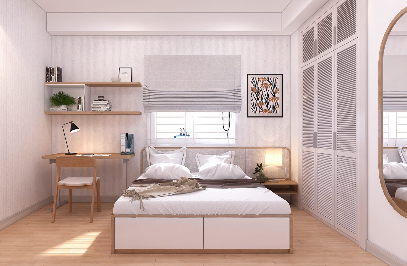 Không gian phòng ngủ trong thiết kế nội thất căn hộ hiện đại