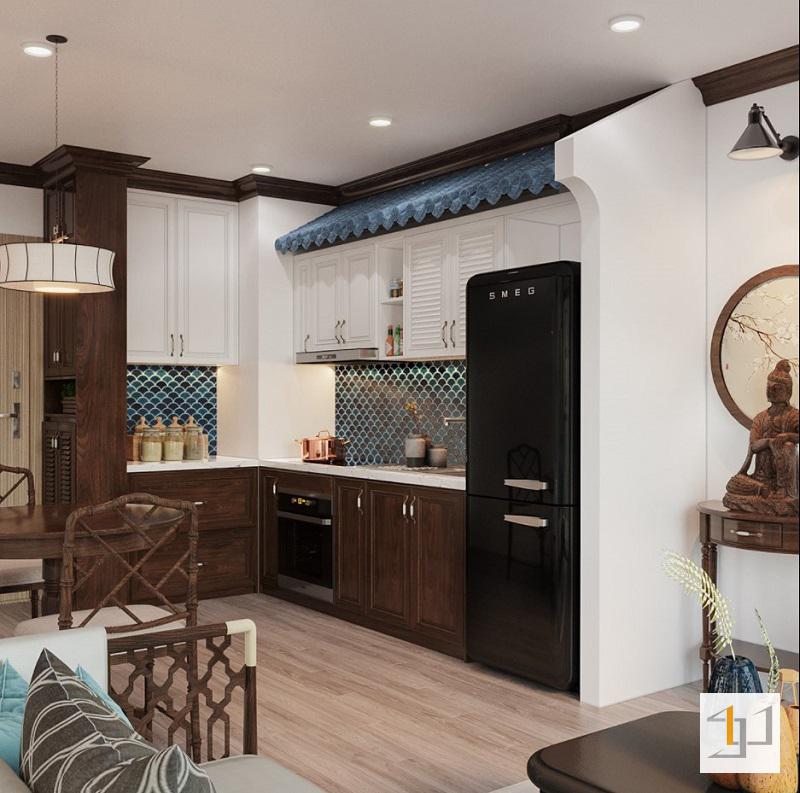 Thiết kế tủ bếp phong cách Indochine đẹp