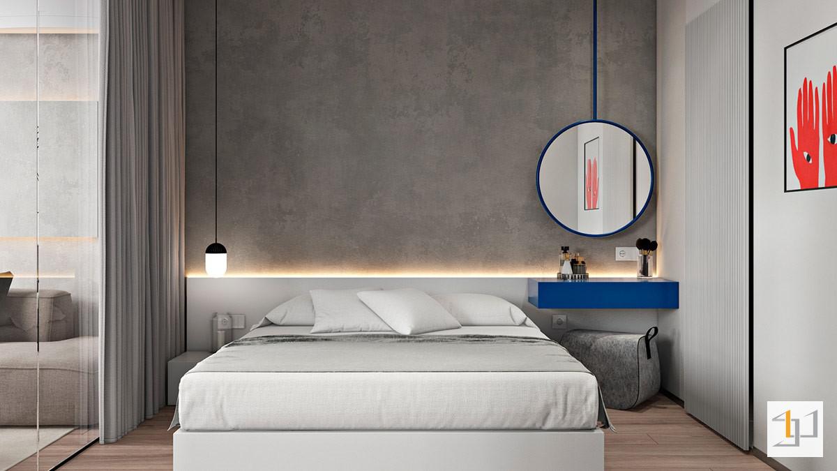 Phòng ngủ với gương trang điểm theo phong cách nội thất hiện đại