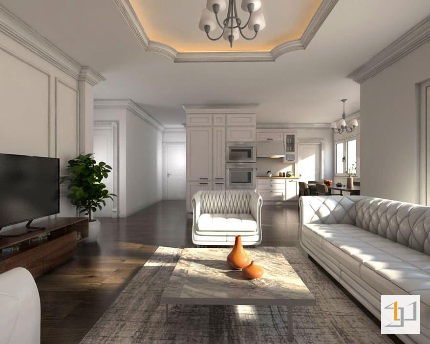 Phân chia không gian trong thiết kế nội thất chung cư tân cổ điển