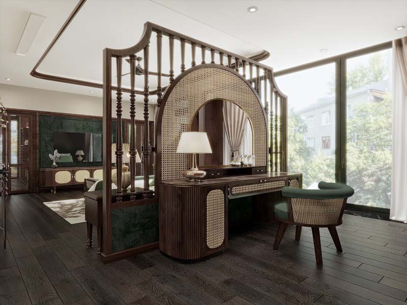 sử dụng tre, gỗ trong phong cách Indochine