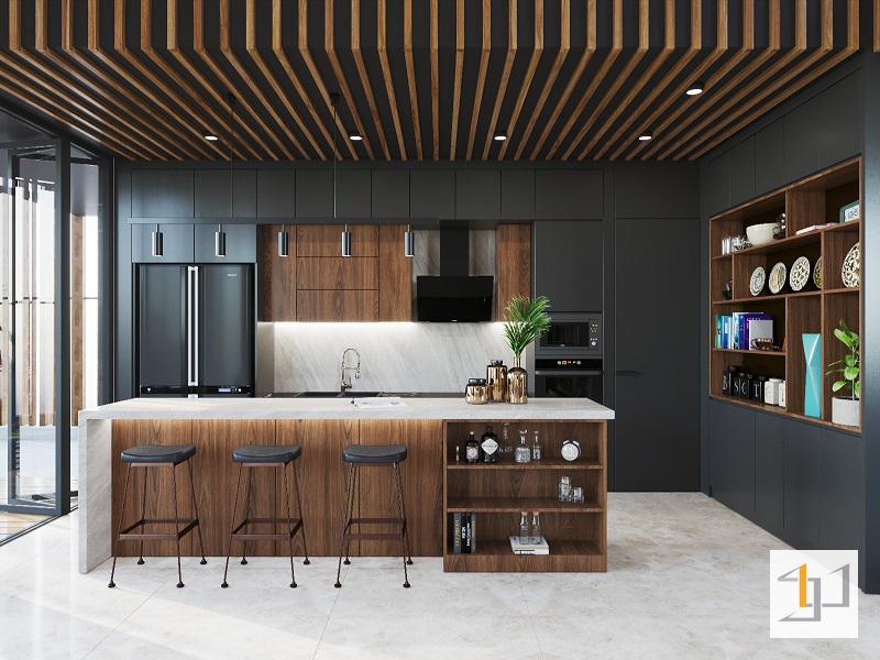 Lam gỗ ốp trần giúp tạo thêm chiều sâu và làm tăng tính thẩm mỹ