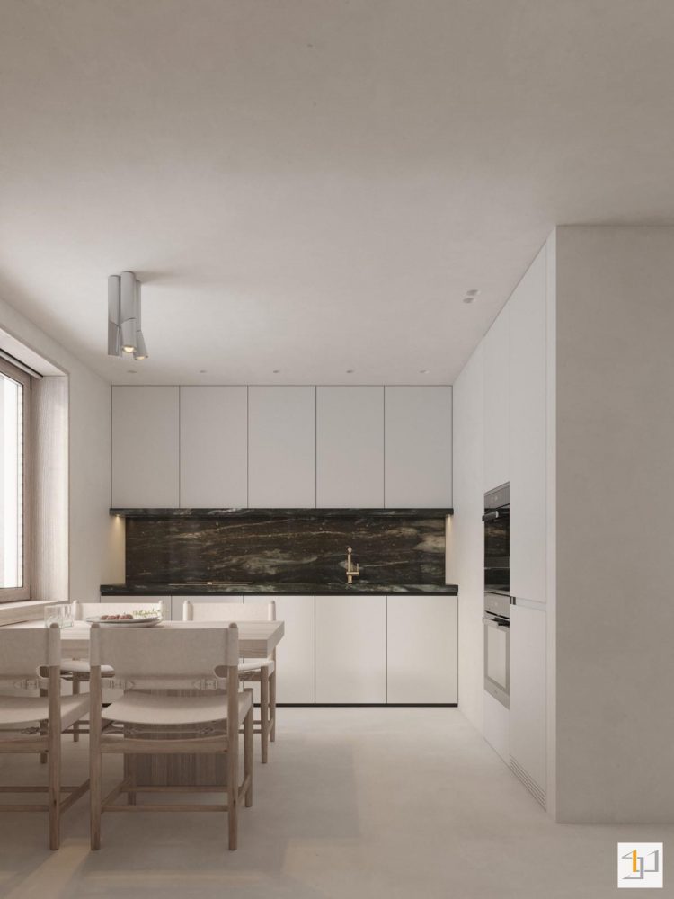Tường bếp bằng đá cho phong cách nội thất tối giản