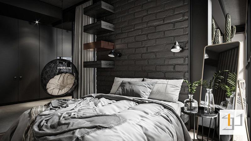 Phòng ngủ với nội thất phong cách công nghiệp