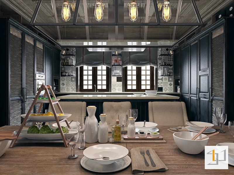 Không gian bếp phong cách nội thất cổ điển