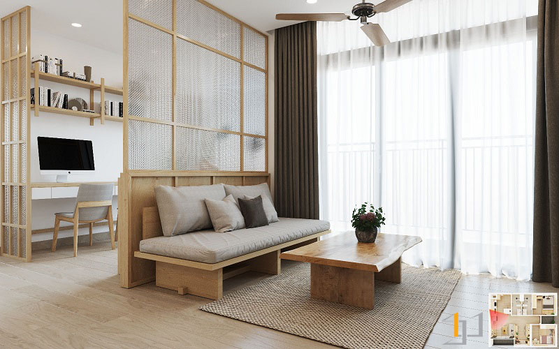 Phong cách thiết kế nội thất Nhật Bản được thể hiện qua nội thất bằng gỗ và màu sắc