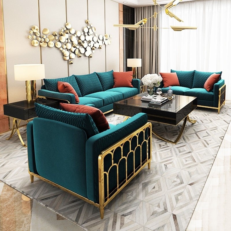 sử dụng nội thất chi tiết kim loại sáng để trang trí phòng khách