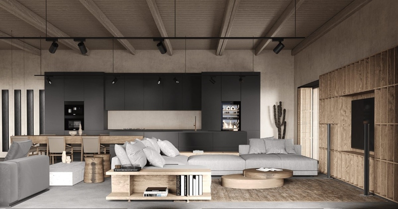 Thiết kế nội thất biệt thự mini phong cách Rustic