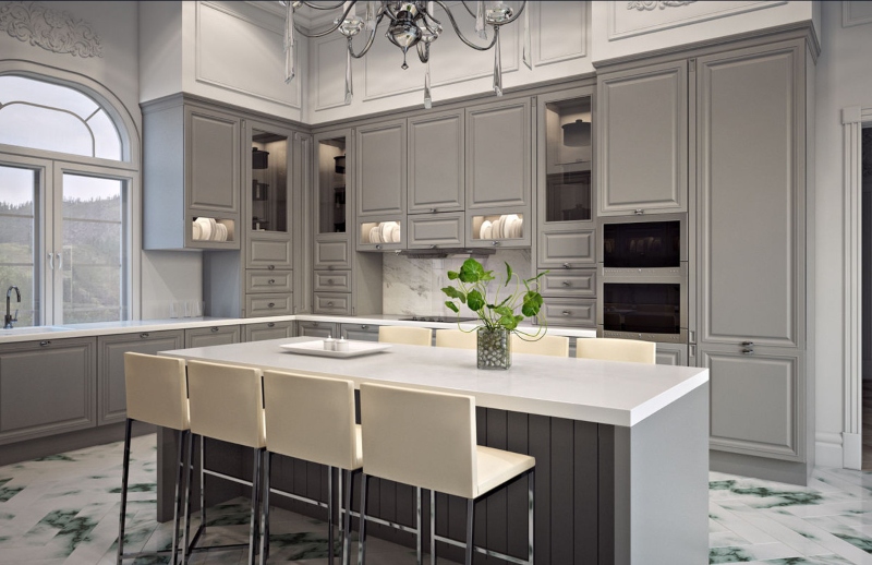 Thiết kế tủ bếp kết hợp bàn đảo