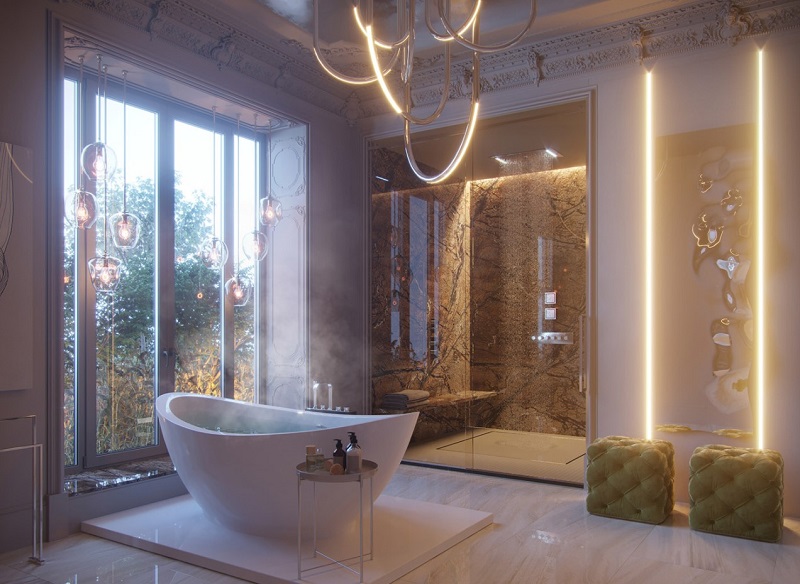 Hệ thống ánh sáng trong tắm đẹp cho biệt thự