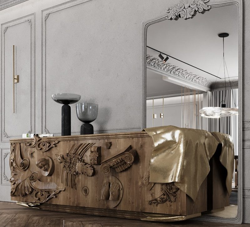 Bàn console trong thiết kế nội thất biệt thự cổ điển