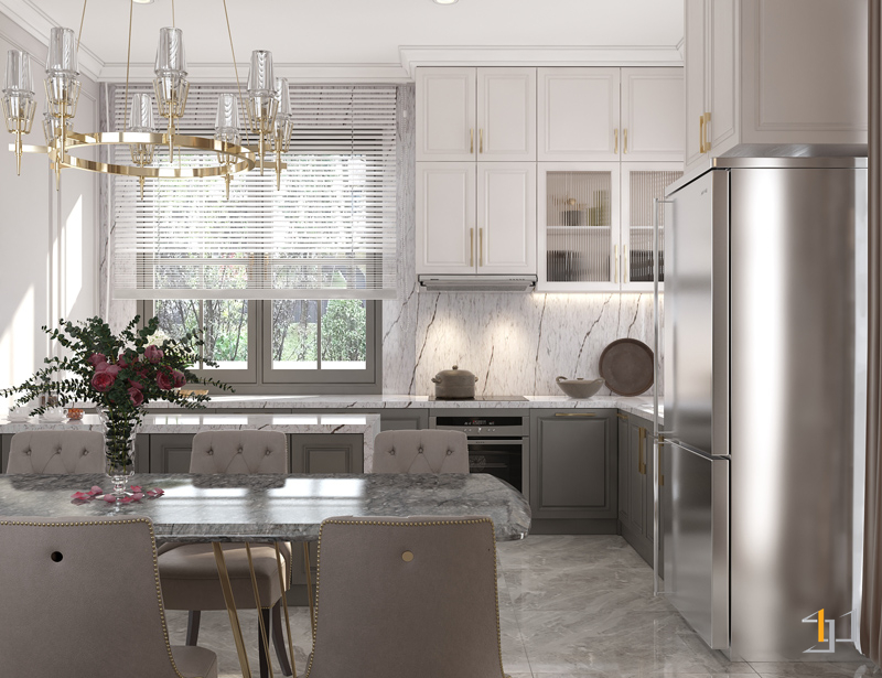 Góc bếp nhỏ trong thiết kế nội thất biệt thự Neo – Classical